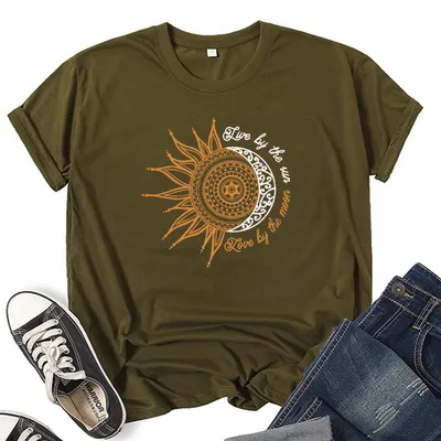 

t shirts women shirts sun flower graphic t shirts custom printing girls' t-shirts women's t-shirts plus size t-shirts for women, Black white pink yellow blue green grey red