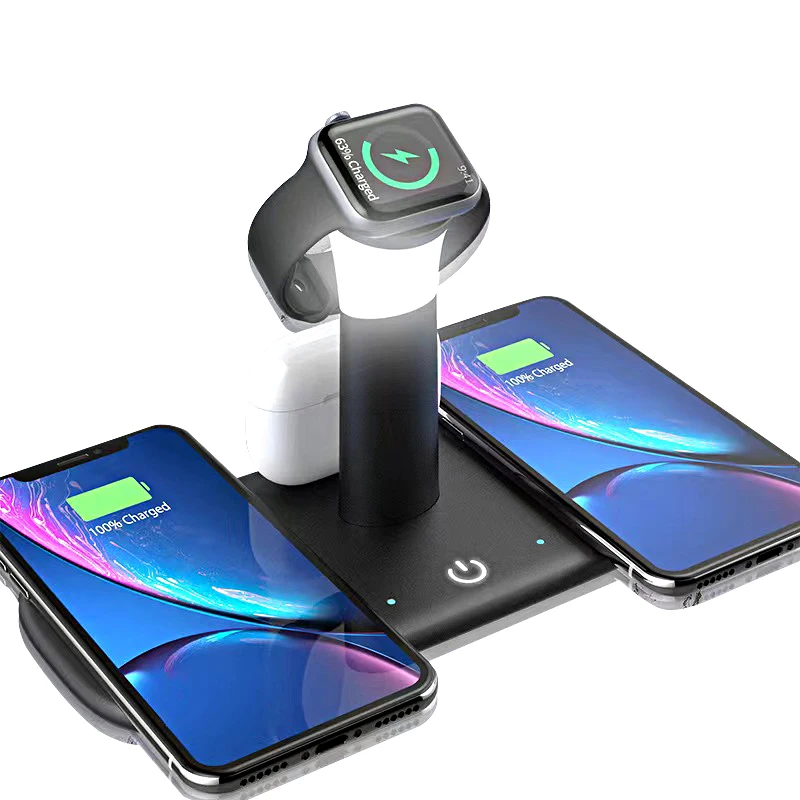 

5 in 1 Wireless Charger Stand Wireless Charging Station for iPhone Apple Watch AirPods Wireless Charging Dock with Light