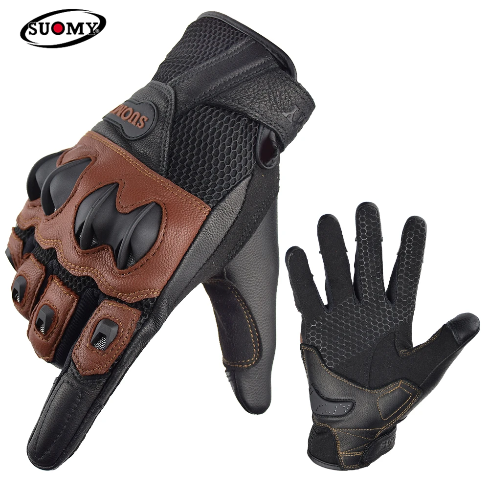 

Shock Absorbing Road Motorcycle Racing Gloves Moto Windproof Guantes Motorcycle Enduro Protective Gears Motocross Gloves, Red black brown