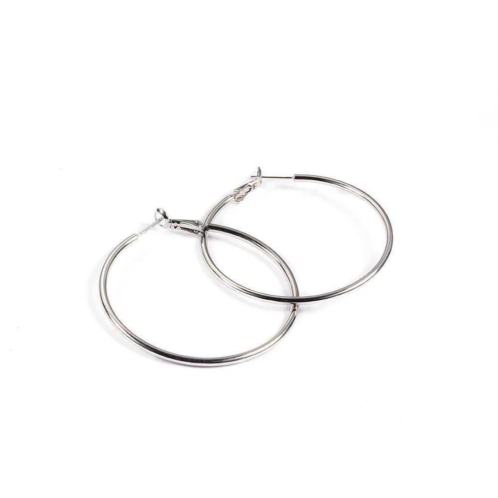 

925 Silver Big Earrings Hoop Ladies Round Earring Stylish Personality Circle Earring For Women 2020