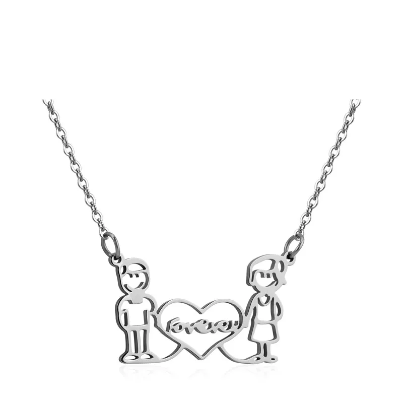 

CFP50055 New Arrival Romantic Acero Inoxidable Joyeria Zircon Pendant Necklace forever Lovers Gold Jewelry girl gift