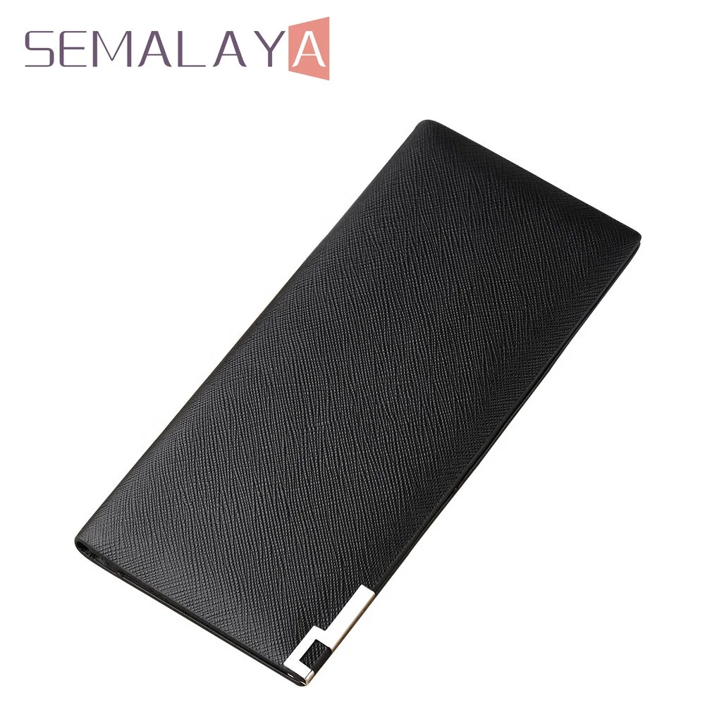 

2020 business card holder men long wallet genuine leather sleeves for cards acceptable customized logo plain wallets wholesale