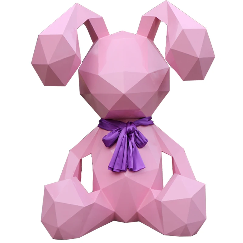 几何形状卡通熊动物雕像定制玻璃纤维大雕塑