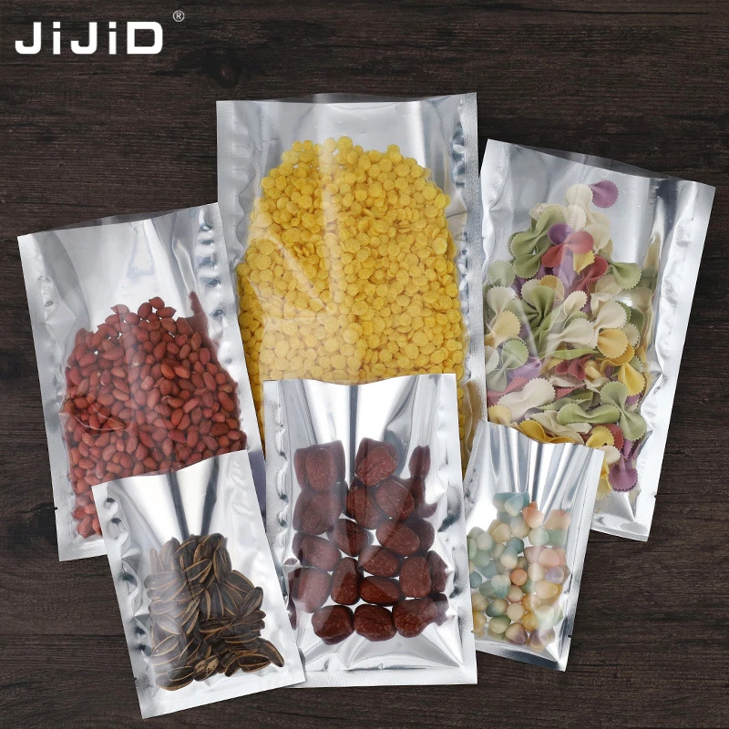 

JiJiD Hot Sale 100 Microns Three Side Sealed Flat Plain Aluminum Foil Packaging Mylar Pouch aluminum bag