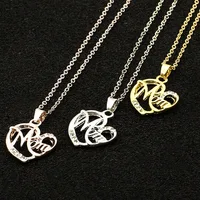 

Love Mom Gift Mama Necklace Silver Plated Jewelry Gift For Mother MUM Letters Heart Pendant Necklace Wholesale