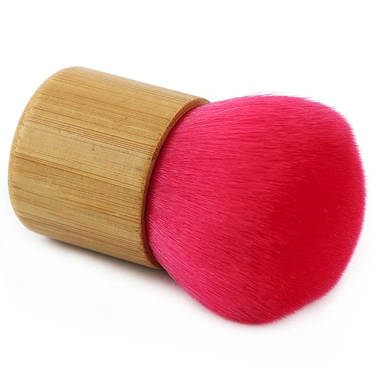 Red synthetic fiber makeup brushes bamboo material foundation blush powder soft kabuki makeup brush