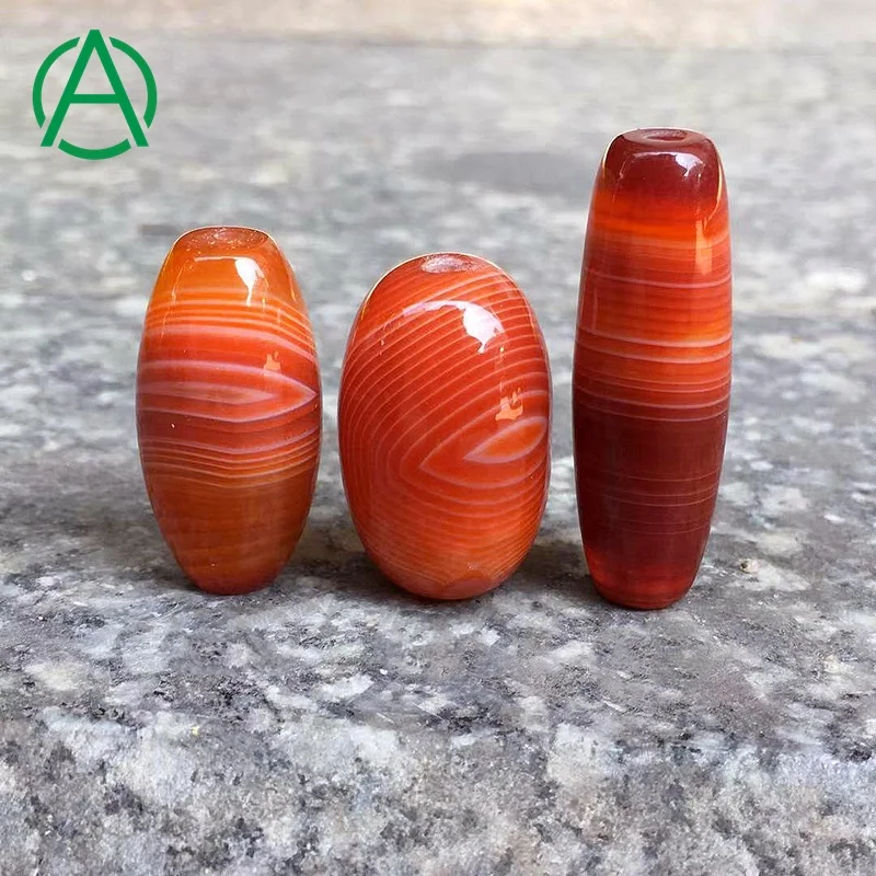 

ArthurGem Natural Red Striped Agate Beads Wholesale Dzi Tibetan Agate Stone Beads Red Agate Beads for Jewelry Making, 100% natural color