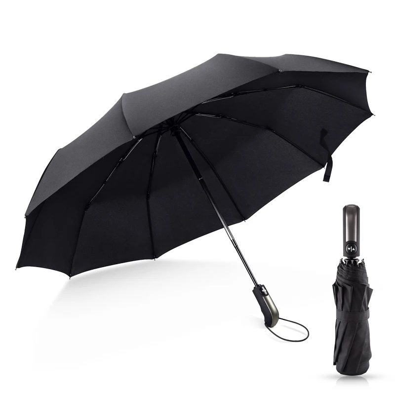 

Wind Resistant Folding Automatic Umbrella Women Auto Luxury Big Windproof Umbrellas Rain For Men Black Coating 10K Parasol