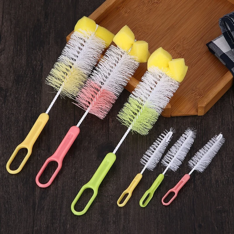 

Spot Wholesale 360 Degree Cleaning Baby Pacifier Bottle Brush Two-piece Sponge Cup Brush Nylon Water Bottle Brush, Picture