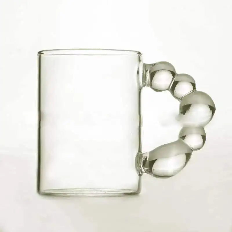 

Korean Rotary Handle Coffee Milk Water Cup Candied Haws Glass Mug, 1 color