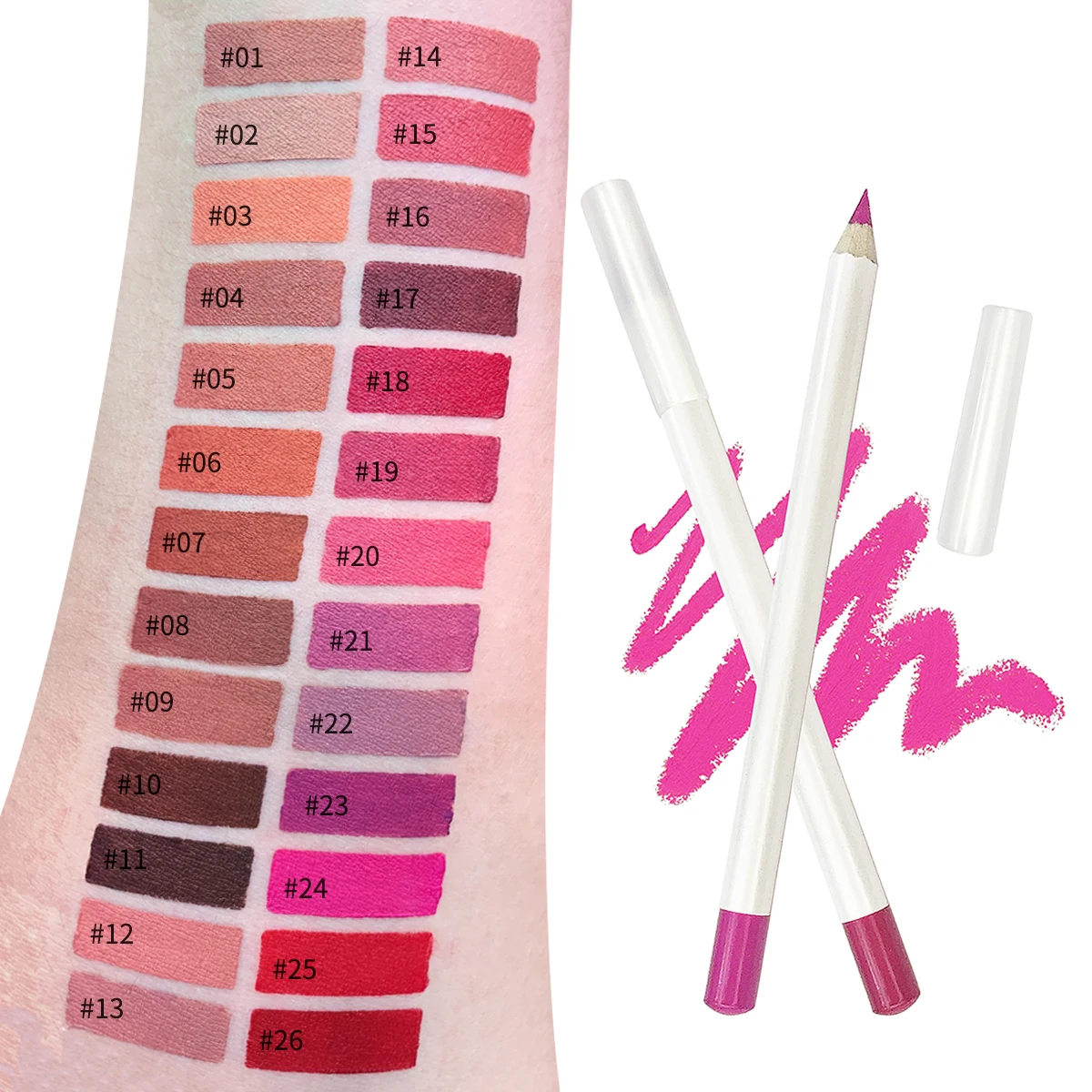 

26 Colors Custom Your Logo Cosmetic Lip Liner Private Label Waterproof High Pigment Lip pencil