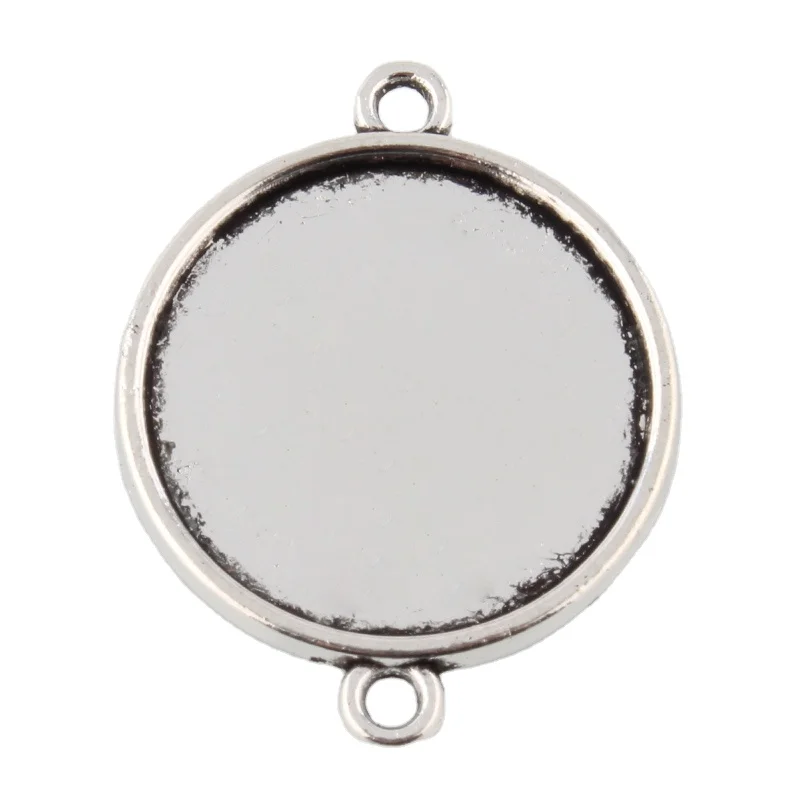 

PandaHall 20 mm Tray Alloy Flat Round Cabochon Setting Connectors, Antique silver