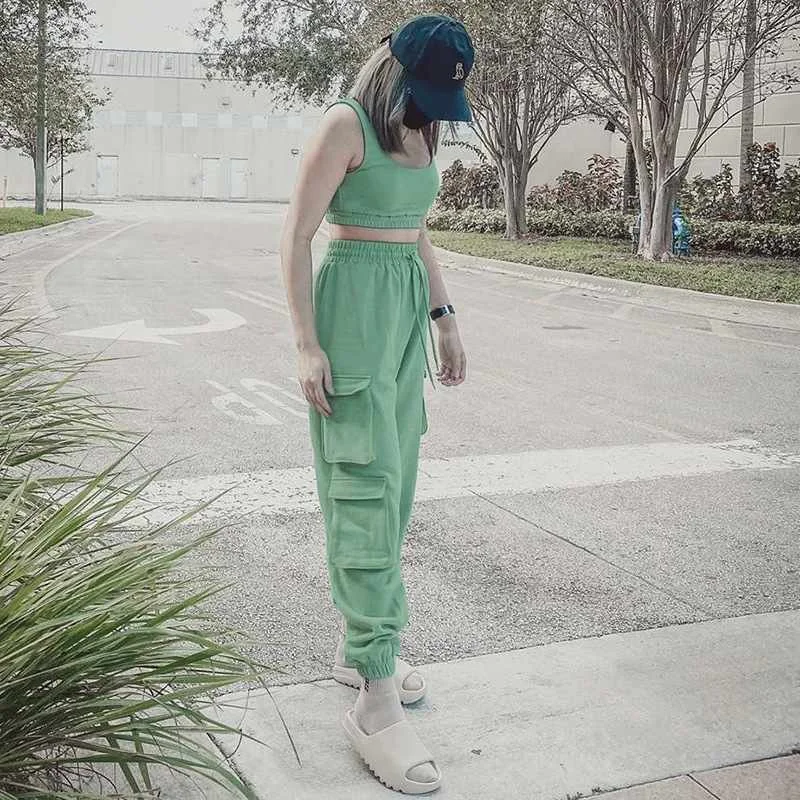 

Fall High Waist Sweat Suits Women Solid Color Vest And Harem Pant 2 piece Set Womens Tracksuits