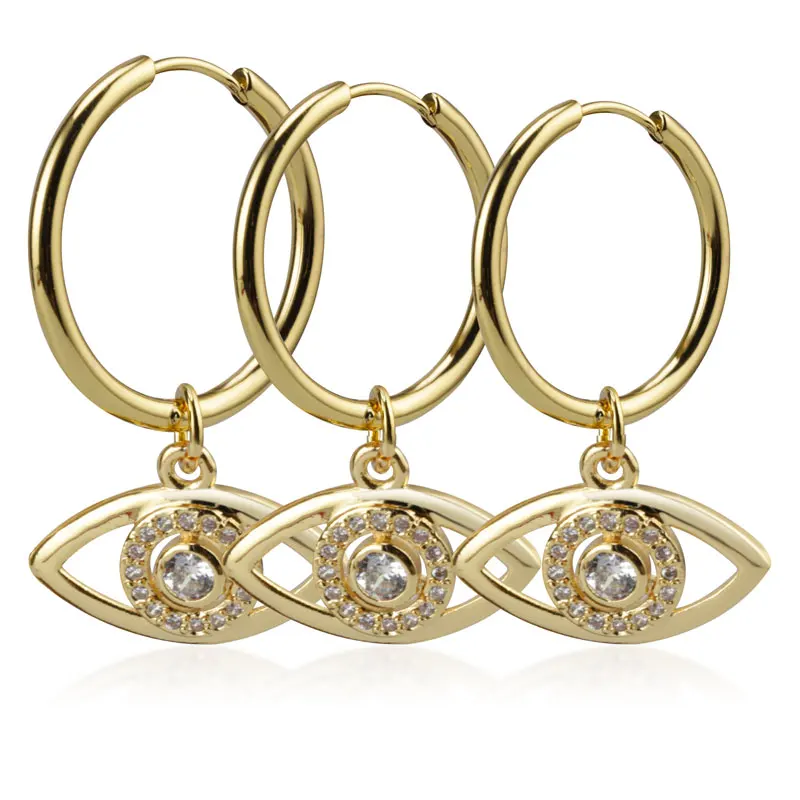 

2020 Korean Trendy Round Eye Zircon Clip Earrings For Lady Stainless Steel Jewelry Wholesale