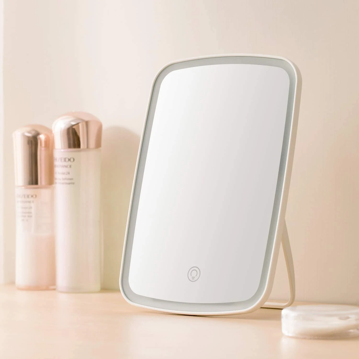 

Jordan&Judy Rechargeable small battery smart touch Vanity cosmetic plastic frame makeup custom mirror espejos led lights, Beige