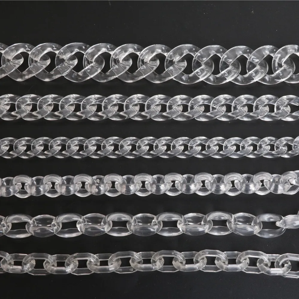 

10 styles chunky acrylic clear chain Acrylic Ring Bags Accessories Link Plastic Chain for Bag Handle