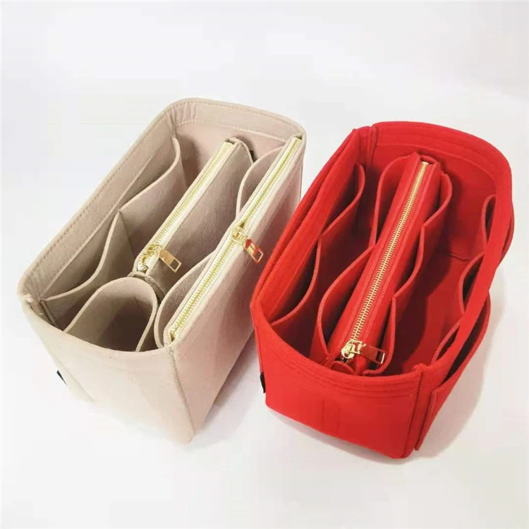 

Insert style felt open zipper bag felt cosmetic organizer
