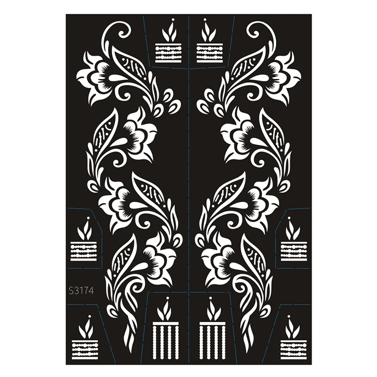 

Hot Sale High quality Henna Tattoo stencil Sticker for hands design Tiebeauty Brand Guangzhou Fitprint Factory, Black