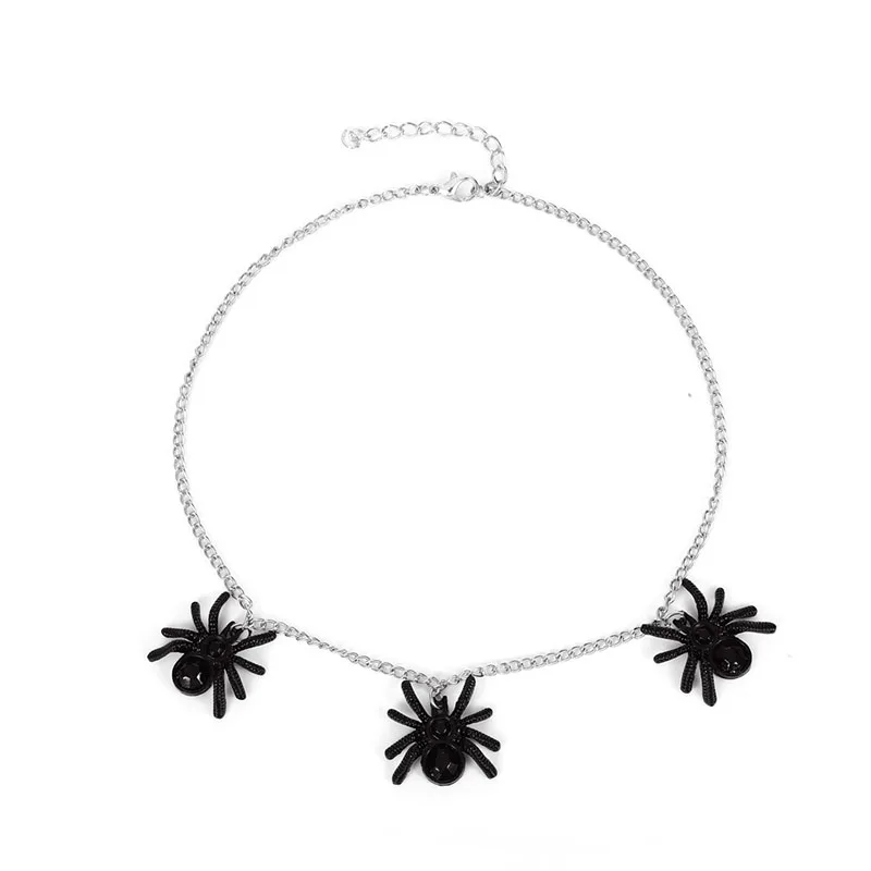 

Niche Design Exaggerated Punk Clavicle Chain Halloween Gift Vintage Gothic Black Spider Pendant Necklace