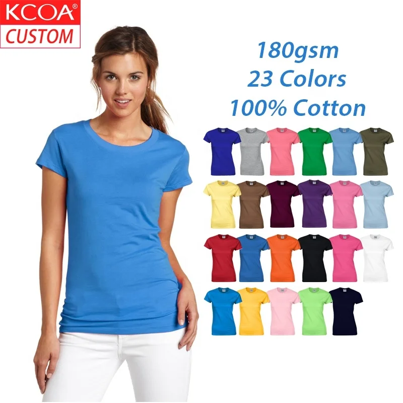 

RTS Blank 100% Cotton Tshirt Womens Custom T Shirt Printing, 23 colors or custom colors