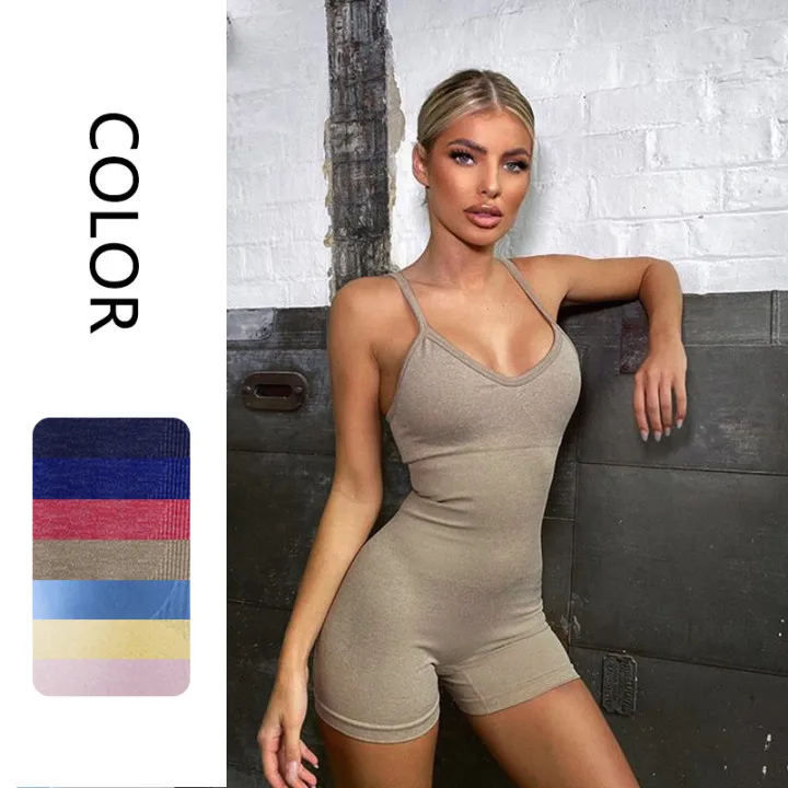 

BBSY004 Factory wholesale gym running exercise sports jumpsuit women sexy camisole yoga jumpsuit high stretch fitness jumpsuit