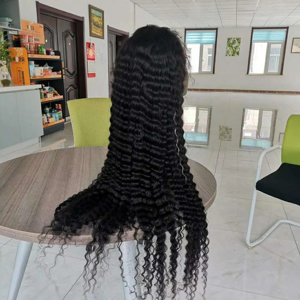 

Premier top quality 100% natural indian human hair perruque full lace wig hot sale long deep wave wig