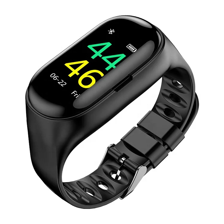

Best Quality Wearable M1 Smartwatch 2021Smartwatches Wristband AI Smart BT 5.0 Dual Earbuds Bracelet, Black