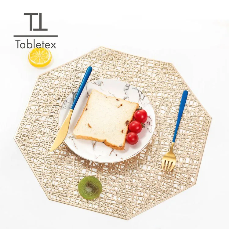 

Tabletex 38cm hexagon vinyl Hollow table placemat metallic placemat, Gold,silver,copper,