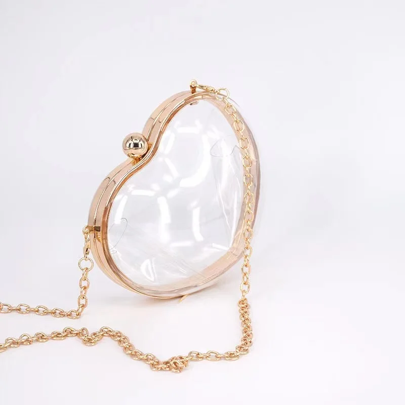 

Hot Selling Kids Hand Bags Heart Shaped Acrylic Charming Clutch Bags Clear Purse Handbag For Girls, 1 color is available