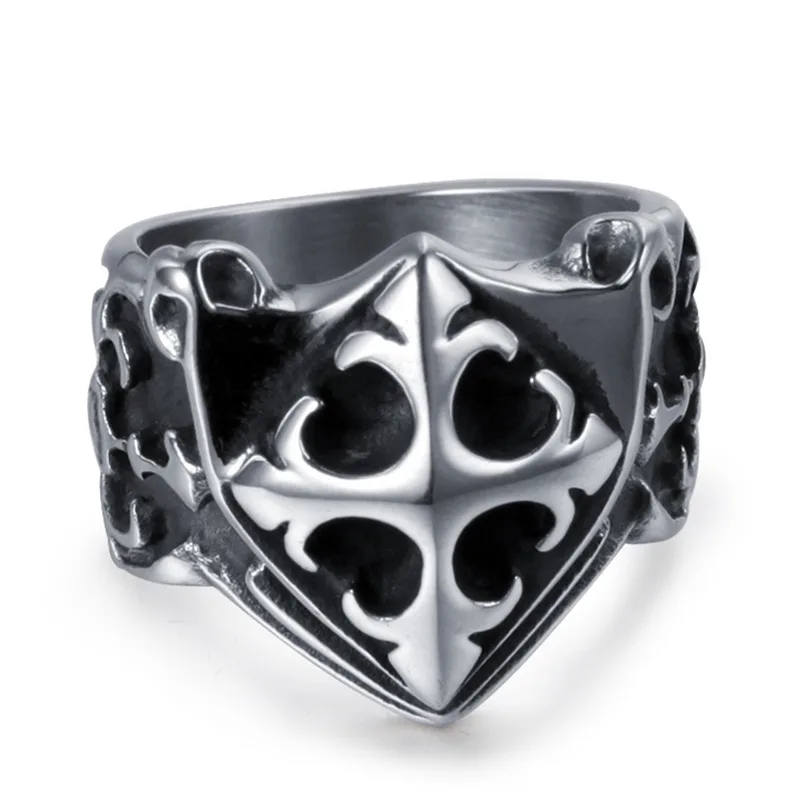 

HY022 Punk Retro Army Ring Cross Ring Personalized Men's Titanium Steel Ring