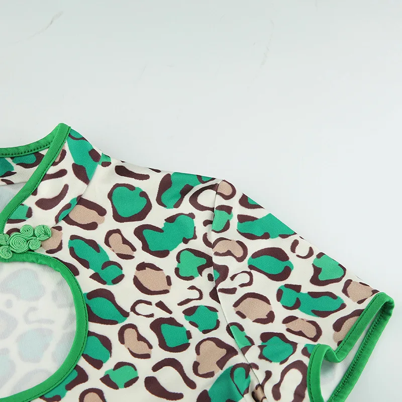 2019 Summer Crop Tops Short Sleeve Sexy Cheongsam Style 2 Pieces Women Dress