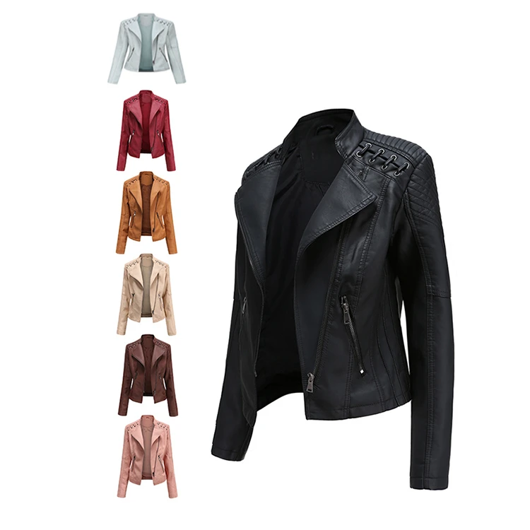 Best Seller Zipper Cool Women's Winter Clothing Ladies Biker 2021 Short Jackets And Coats Women Leather Coat
