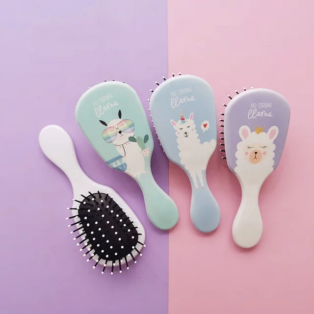 

Professional Portable Printed Design Handle Brush Plastic Hair Brush for Girls, As pictures