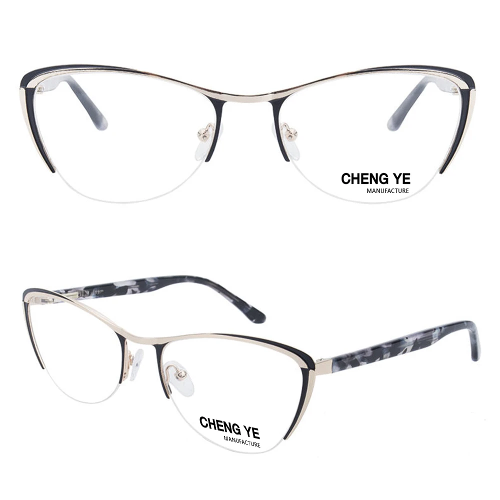 

Spot metal frame and high quality color temples ladies decorative optical eyewear