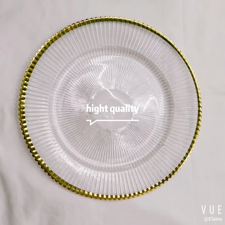 

13inch gold rim clear pp plastic wedding decorative charger plate, Dark gold ,light gold ,silver and clear