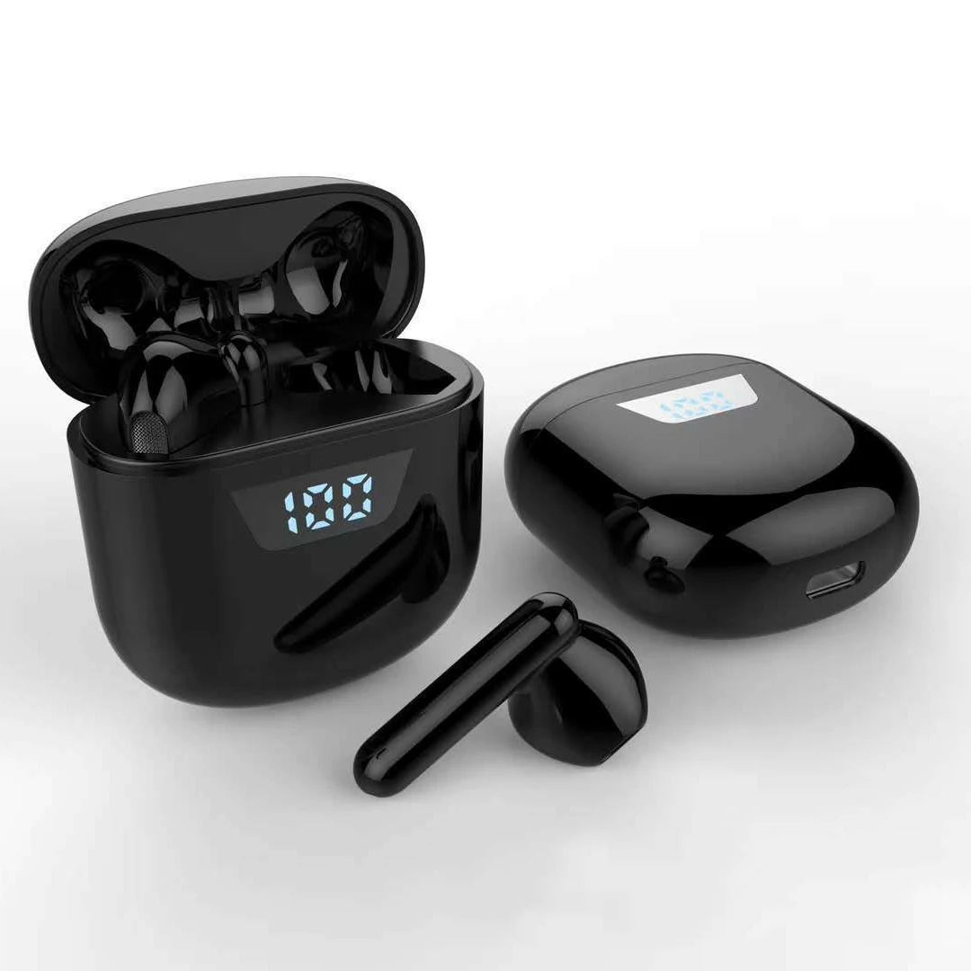 

latest premium high quality waterproof LED noise cancelling tws mini in ear bluetooth tws wireless earbuds, Black/white