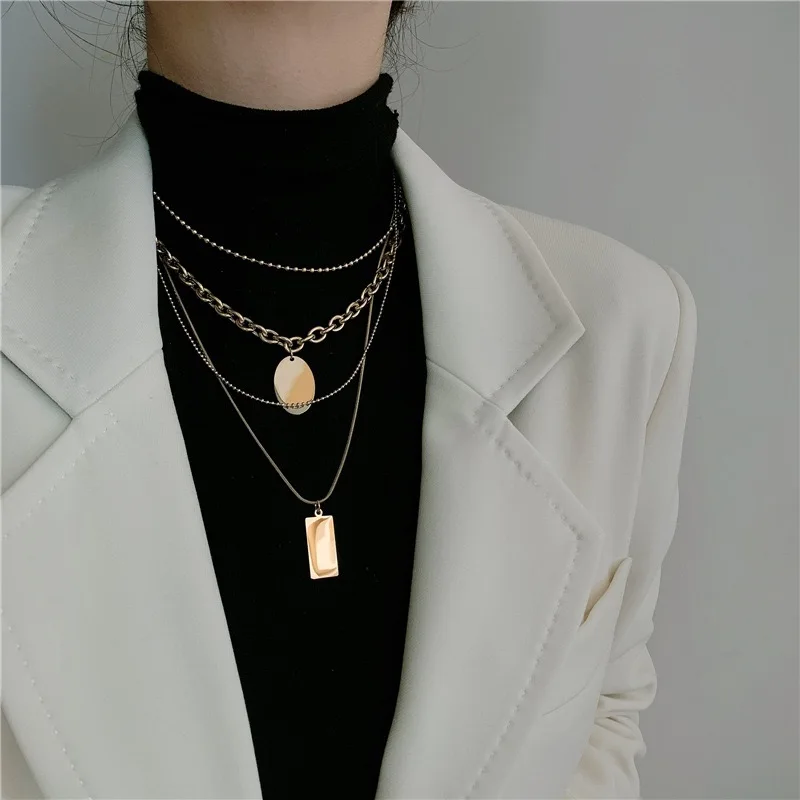 

trendy 4 layers chain necklace stylish necklace OEM, Golden ,silver