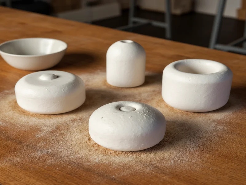 Five finished craft casting projects displayed on wooden table