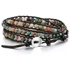 Alloy Genuine Leather Bracelet Bangle Cuff Rope Bead 3 Wrap Adjustable