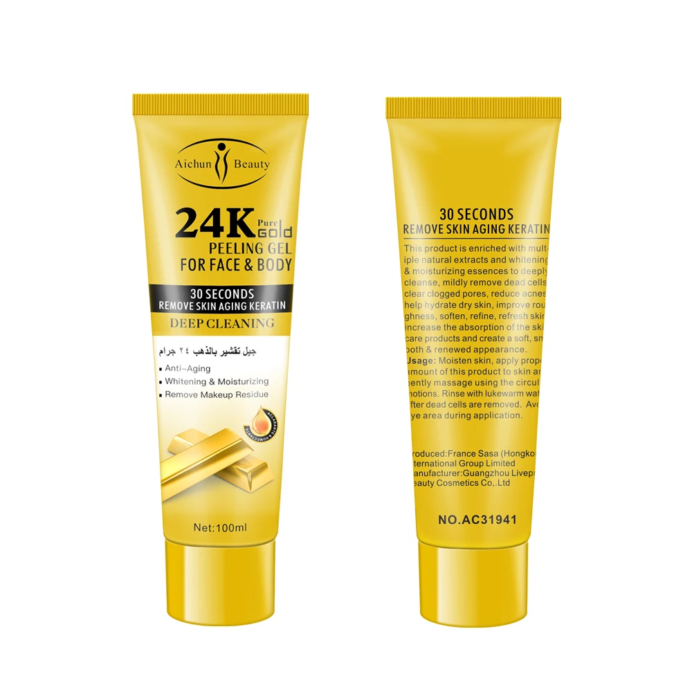 

24k remove skin aging Anti aging, whitening and moisturizing keratin whitening face and body exfoliator peeling gel