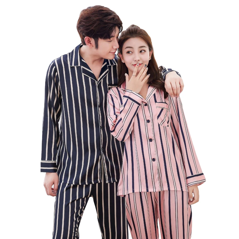 

Wholesale Family pajamas Occupy Home Lady Suit Pajamas Temperament Ice Silk Women's Pyjamas couple pajamas