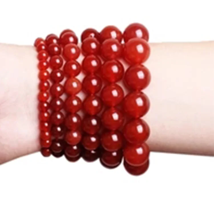 

Fashion Natural Red Stone Beads Beaded Bracelets Natural Carnelian Bracelet for Women Men Jewelry