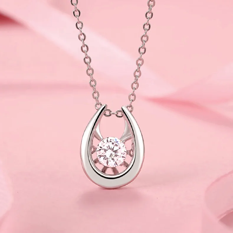 

Abiding 1Ct Moissanite Diamond Pendant Trend 925 Sterling Silver Jewellery Dancing Necklace For Bridal Wedding