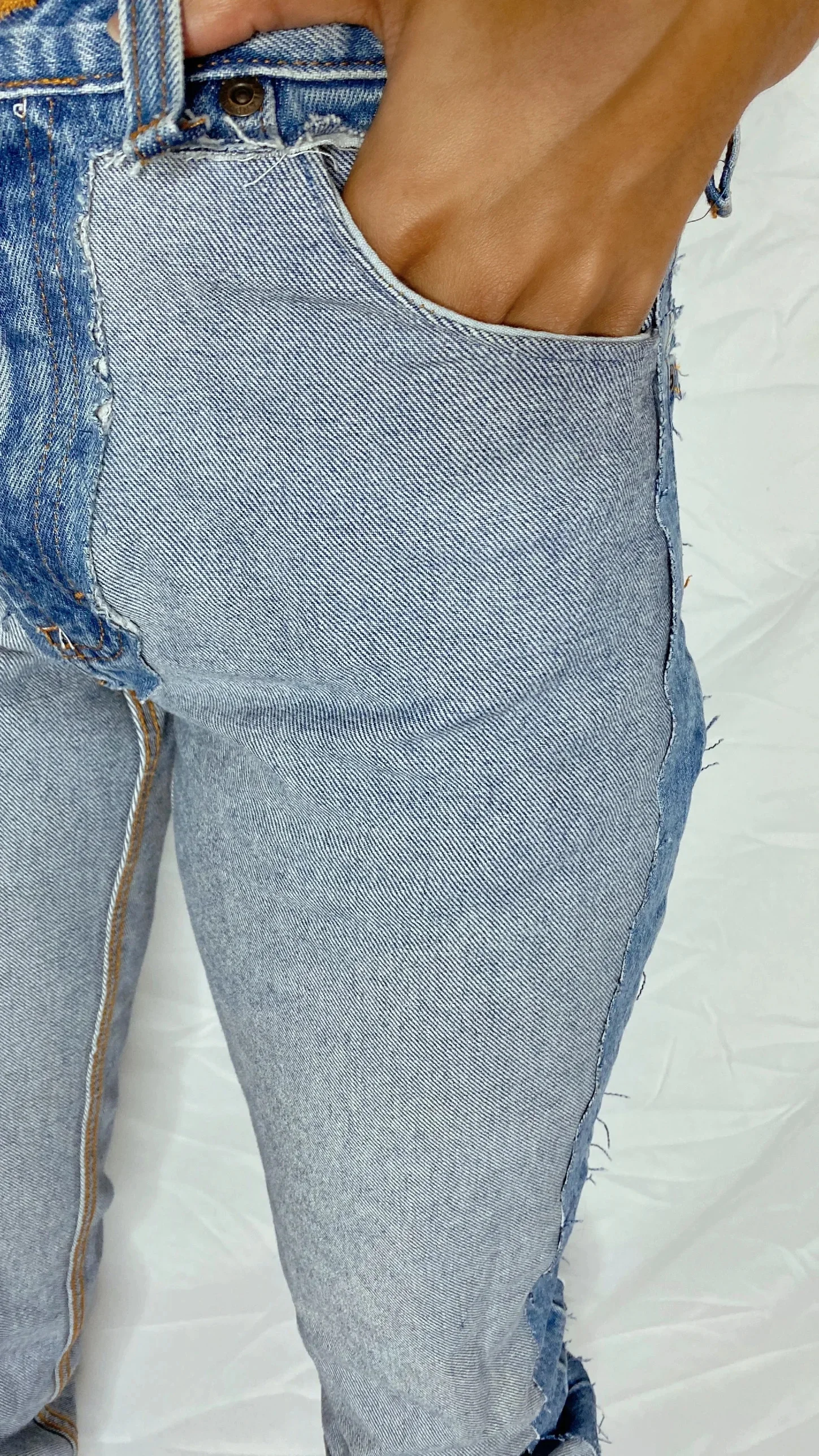 women stacked jeans