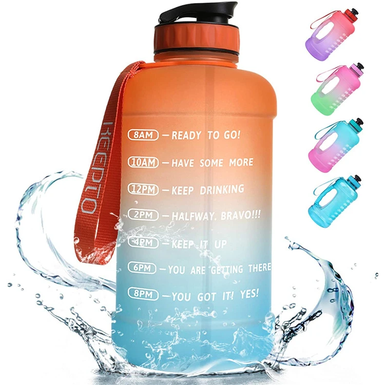 

Custom Logo KEEPTO 64OZ Fitness And Outdoor Leakproof BPA Free Sport Gallon Motivational Water Bottle With Time Marker, Customized color
