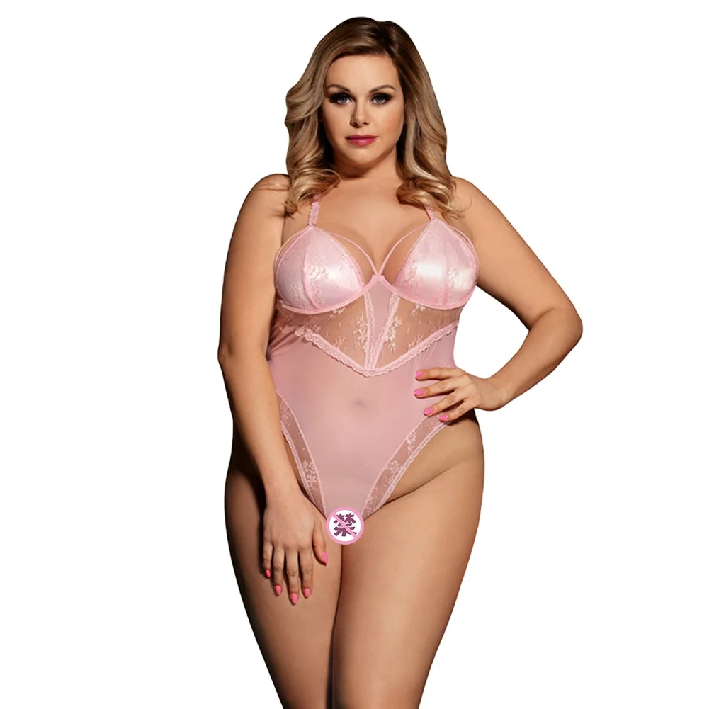 

Plus-size sexy lingerie jumpsuit, Pink