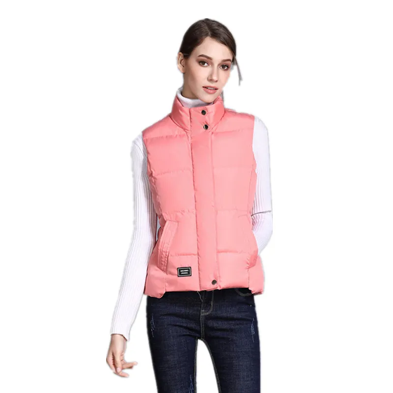 

Custom Logo Autumn And Winter Stand Collar Zipper Pocket Winter Jacket Puffer Waistcoat women Vest