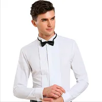 

High Quality Men Solid Color Cotton Tuxedo Shirt Wedding Men White Slim Fit Long Sleeve Dress Shirt