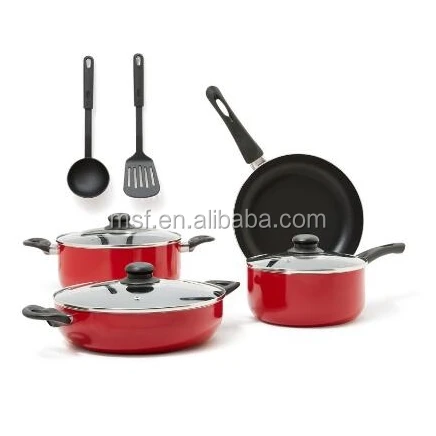 

stock up kitchen pan frying pan non-stick Aluminum cookware set colorful design