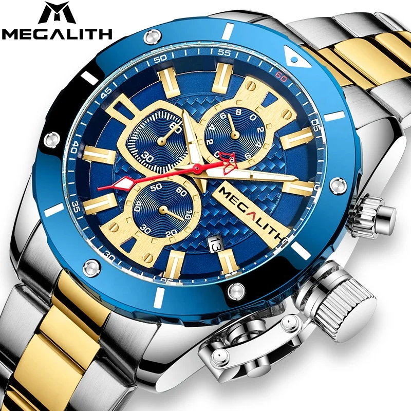 

High Quality MEGALITH Brand Manufacturer Luxury Chronograph Quartz Sports Watch Men Watches Wholesale Price Relogio Masculino